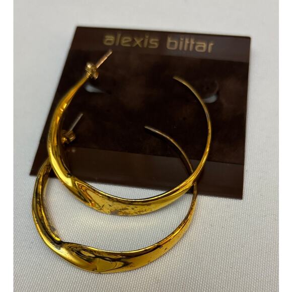 ALEXIS BITTAR Crystal Encrusted Twisted Two Tone Silver-Gold Hoop Earrings | NWT - Picture 12 of 12